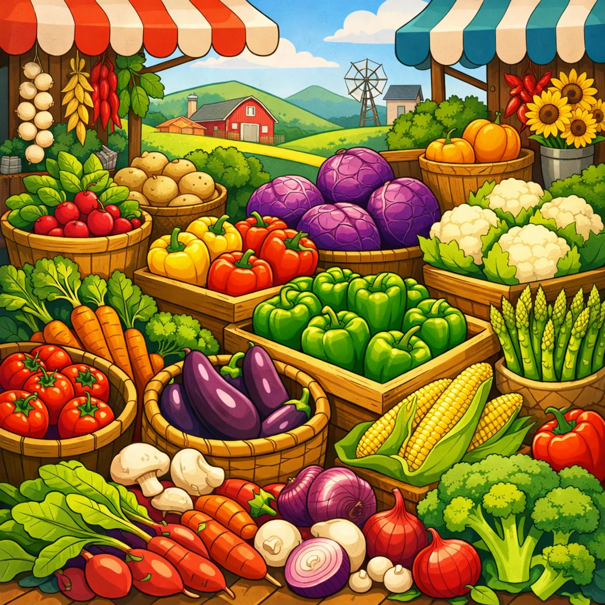 Vegetais Coloridos no Mercado