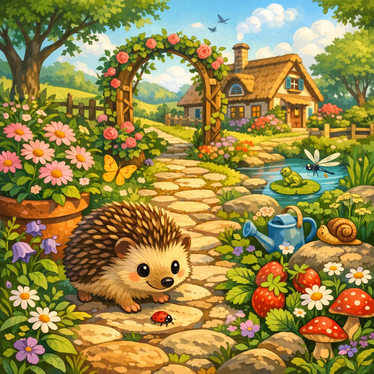 Igel auf einem Gartenweg