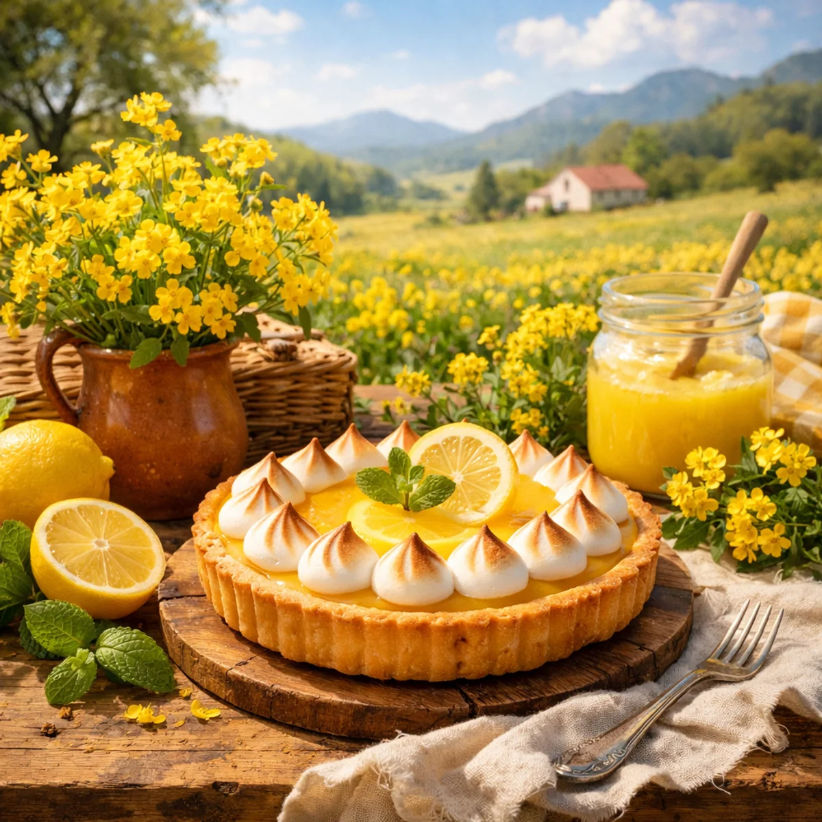 Tarte de Limão com Flores Silvestres