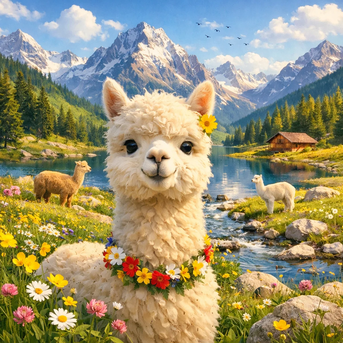 Alpaca in a Mountain Meadow