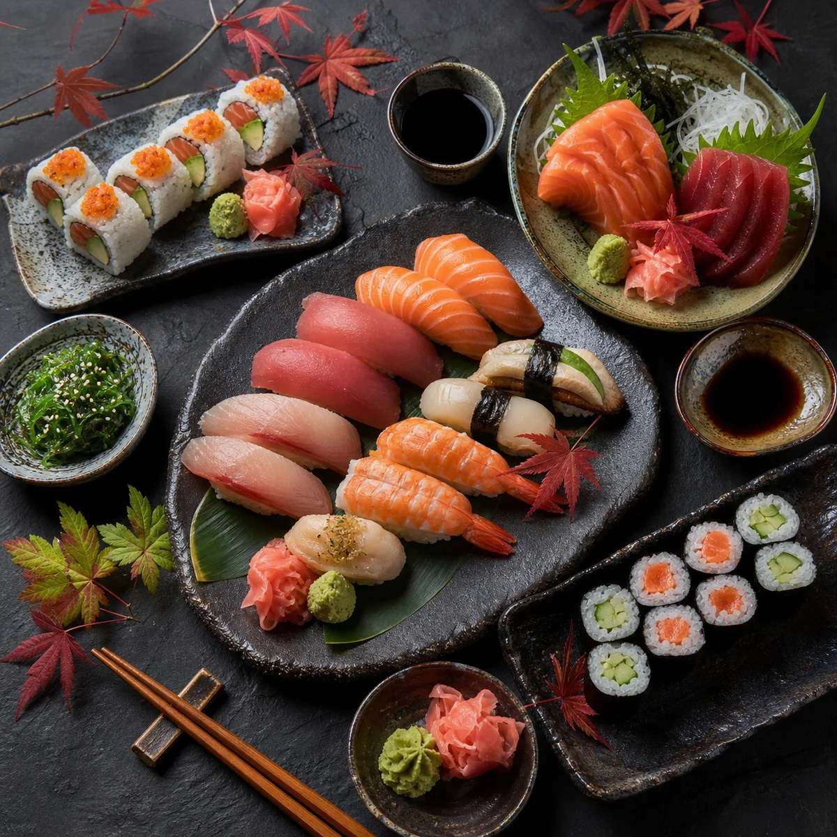 Festín japonés de sushi