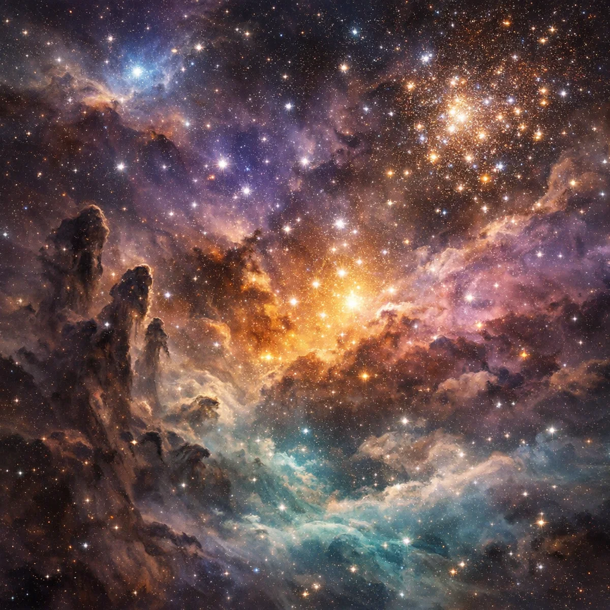 Vibrant Deep-Space Nebula