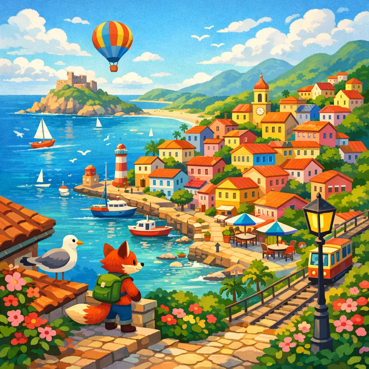 Cidade costeira vibrante