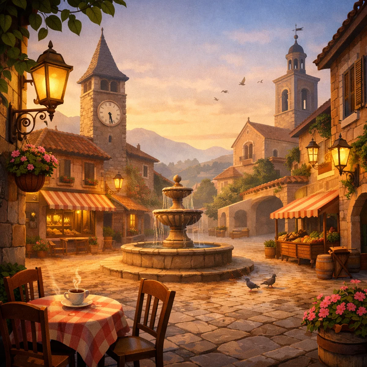 Serene Morning in the Square