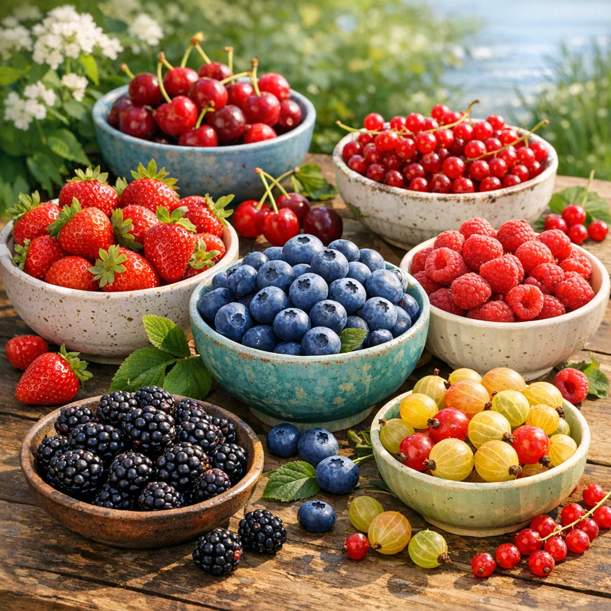 Fresh Summer Berries in Bowls