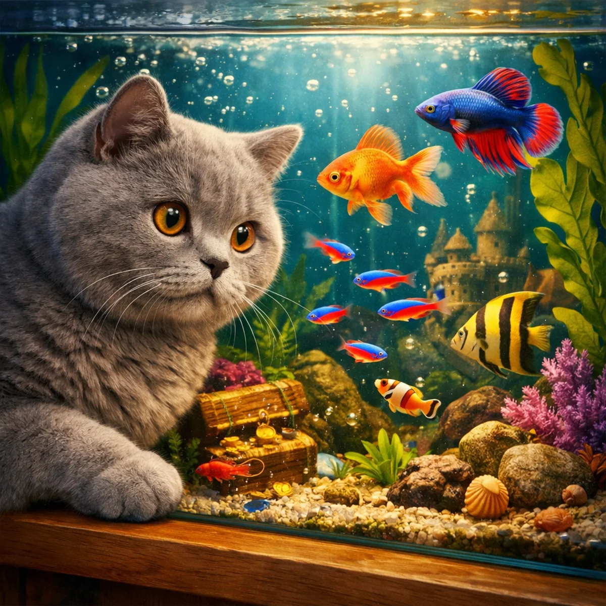 Chat British Shorthair Curieux