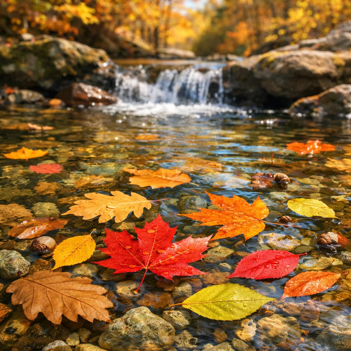 Autumn Leaves on Water