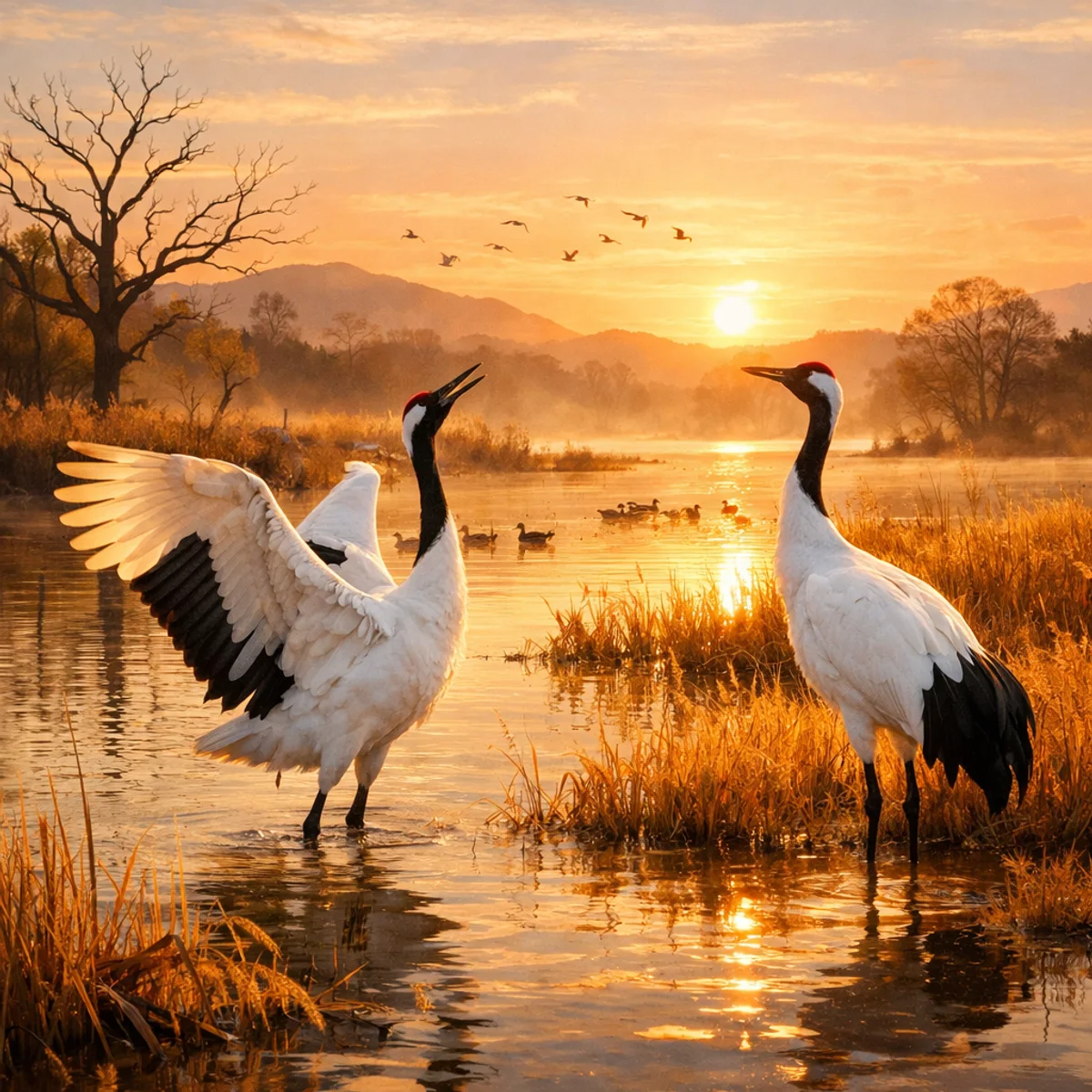 Cranes at Sunrise