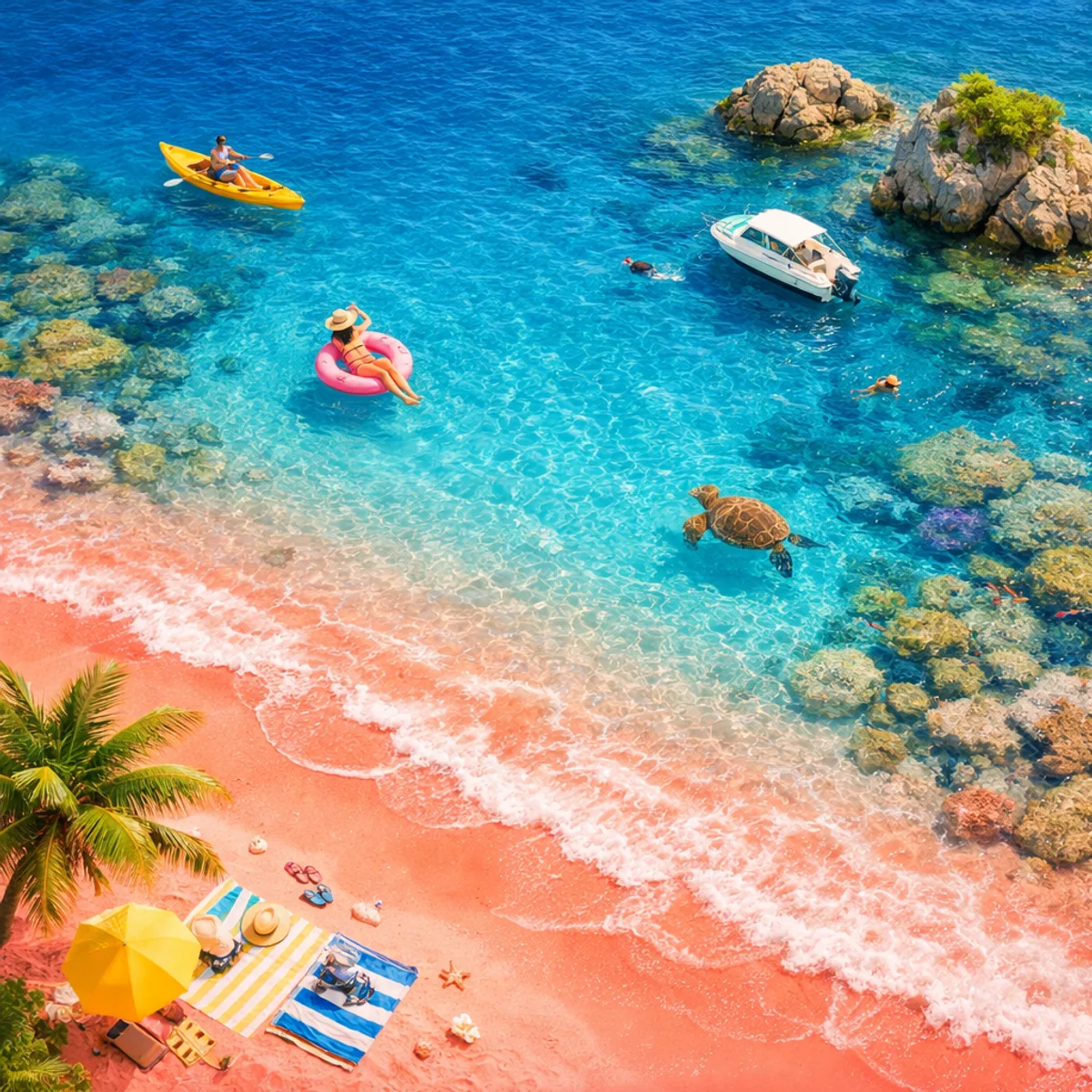 Coral-Pink Beach and Blue Waters