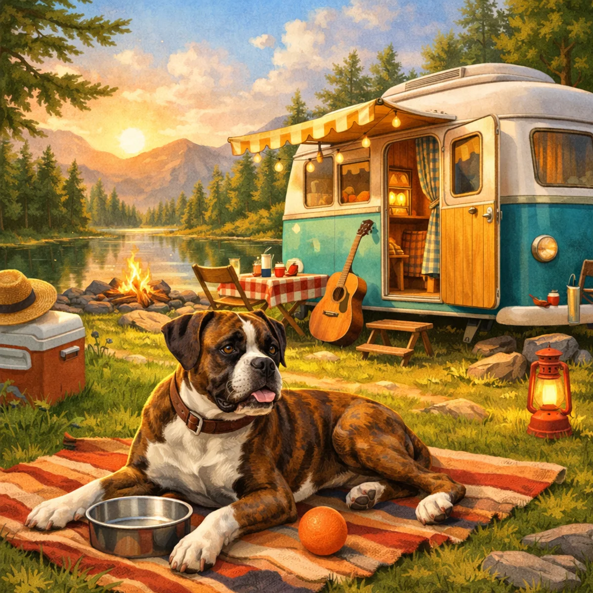 Boxer Dog by Vintage Camper