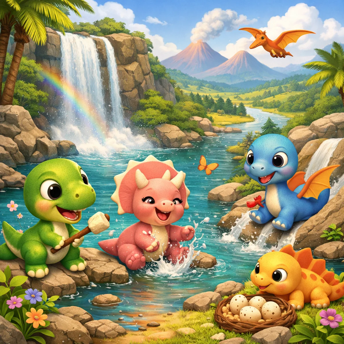 Playful Baby Dinosaurs