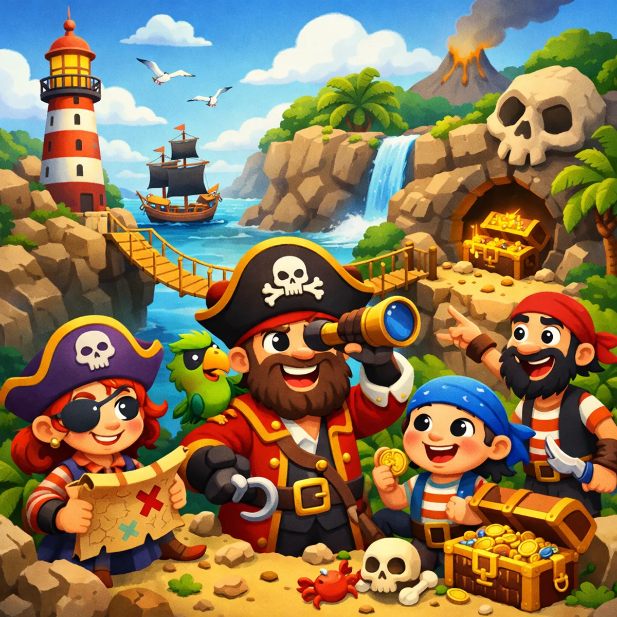 Colorful Pirate Treasure Map