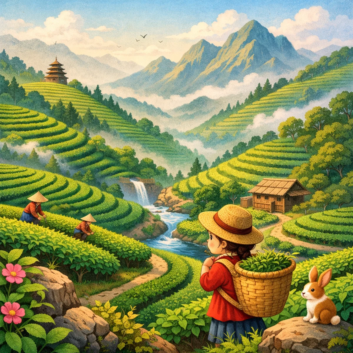 Misty Green Tea Hills