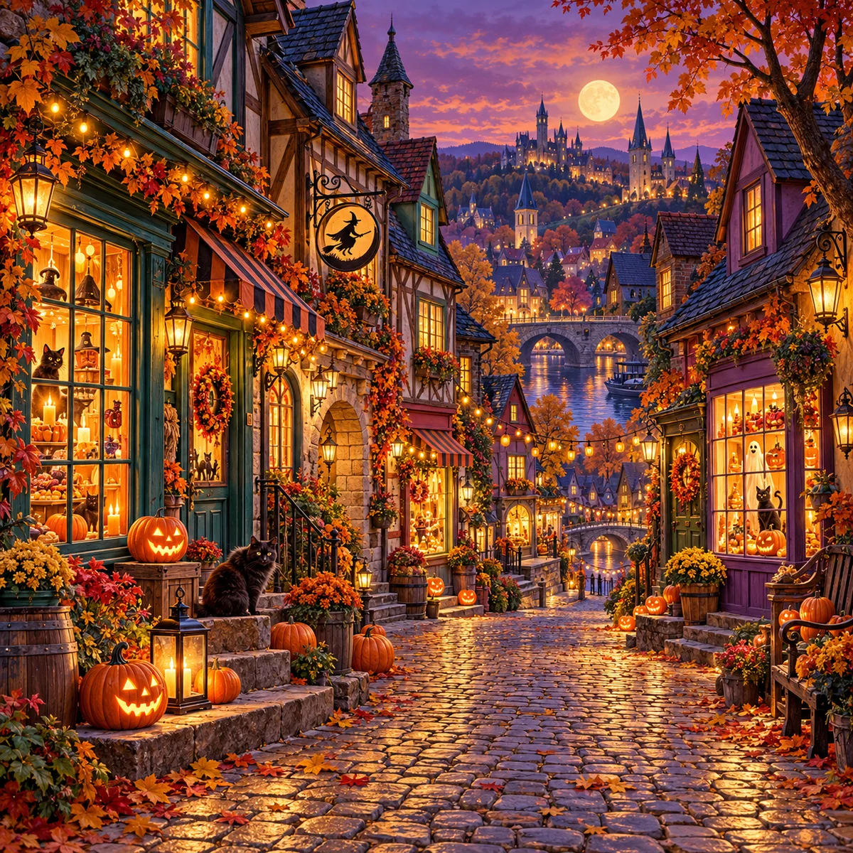 Halloween Village at Twilight