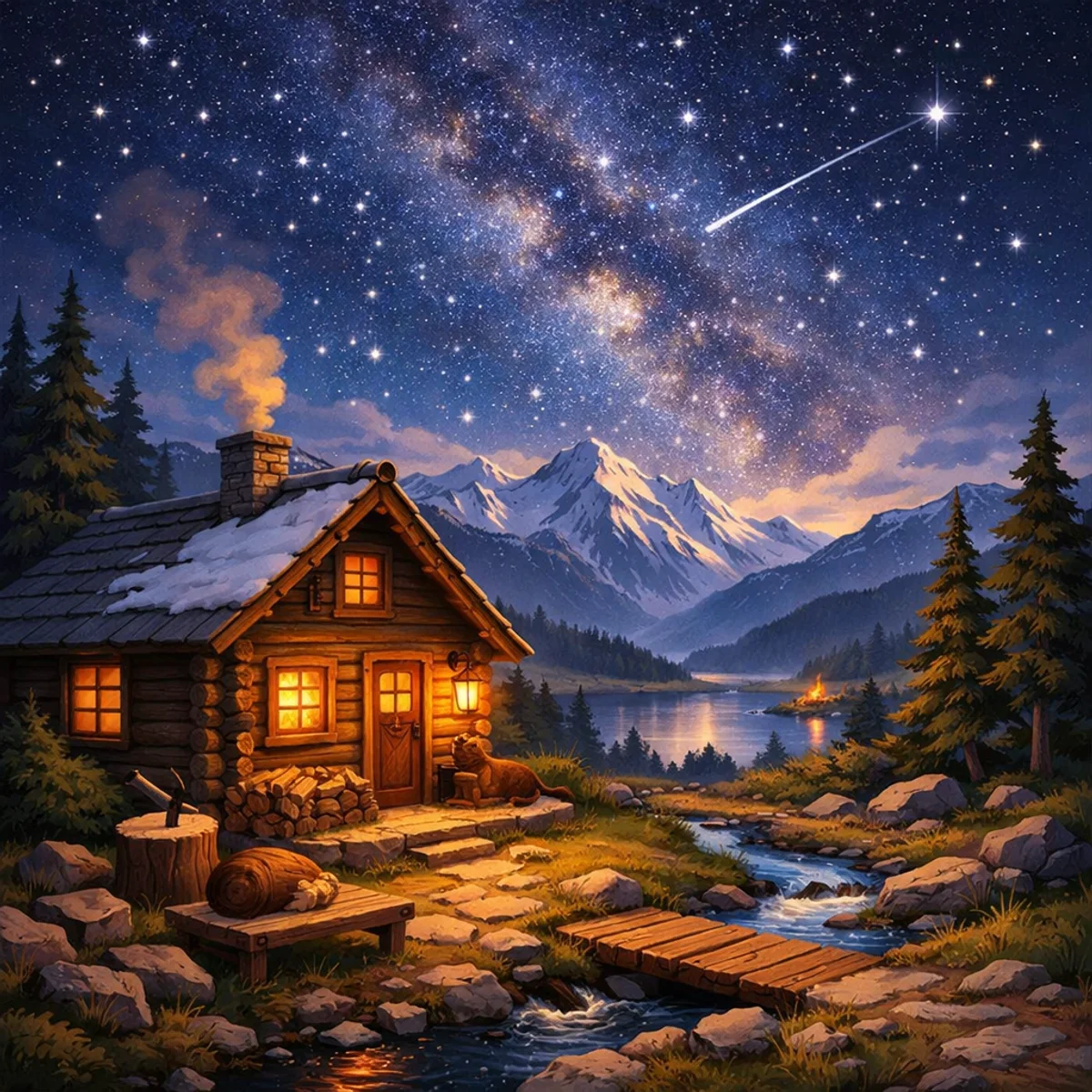 Starry Night Over Mountain Hut