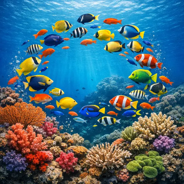 Tropical Fish Above Coral Garden