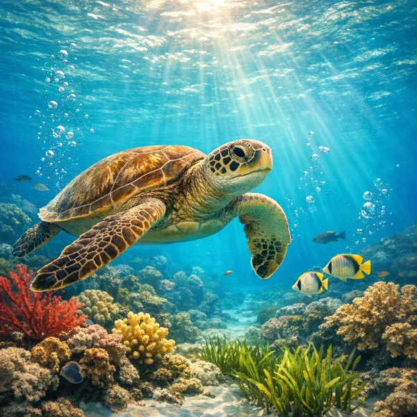 Serene Turtle in Turquoise Waters