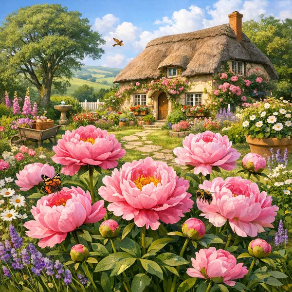 Charmante rosa Pfingstrosen