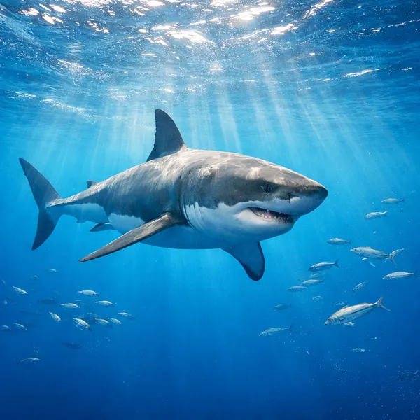 Great White Shark in Clear Waters