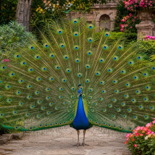 Pfau im botanischen Garten