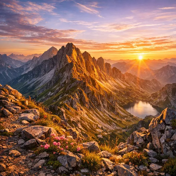 Lever de Soleil sur les Montagnes