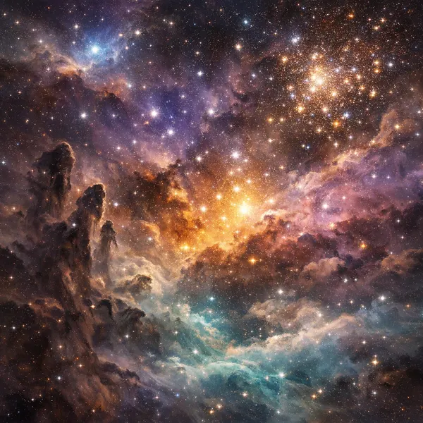 Vibrant Deep-Space Nebula