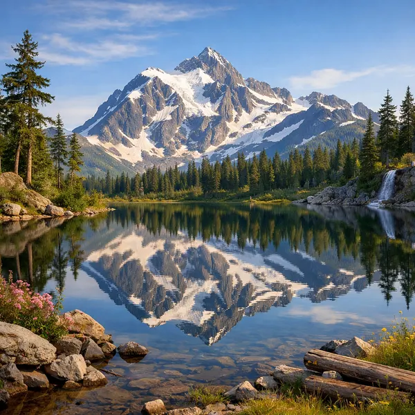 Mountain Reflected in Tranquil Lake