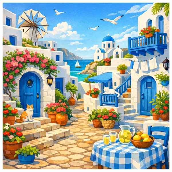 Charmante Weiße Mediterrane Häuser