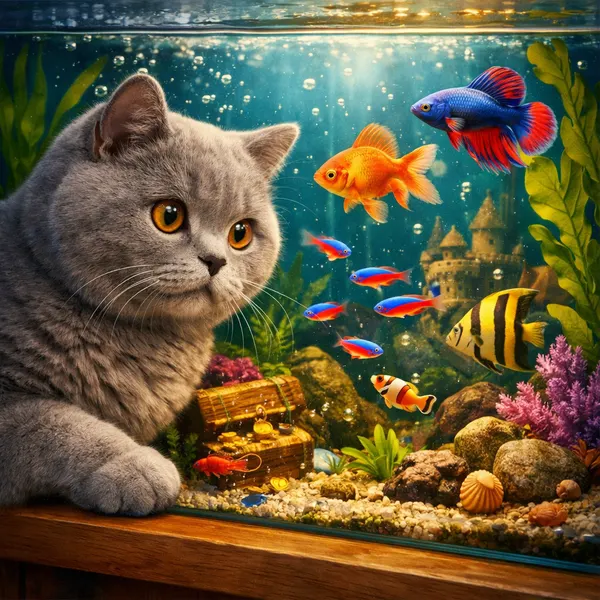 Chat British Shorthair Curieux