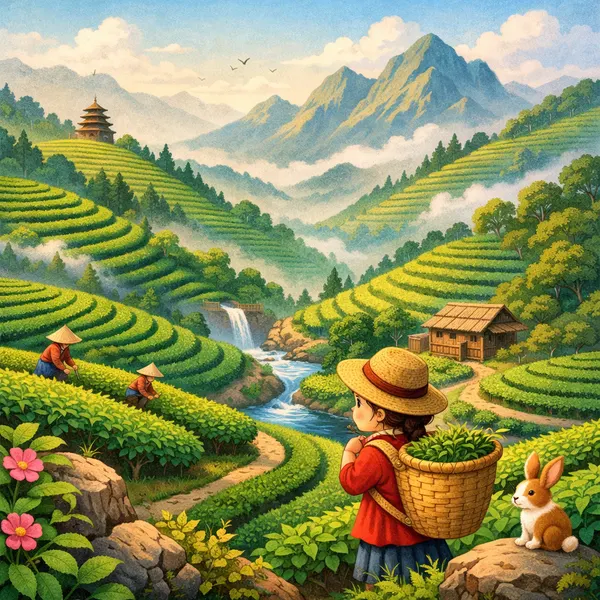 Misty Green Tea Hills